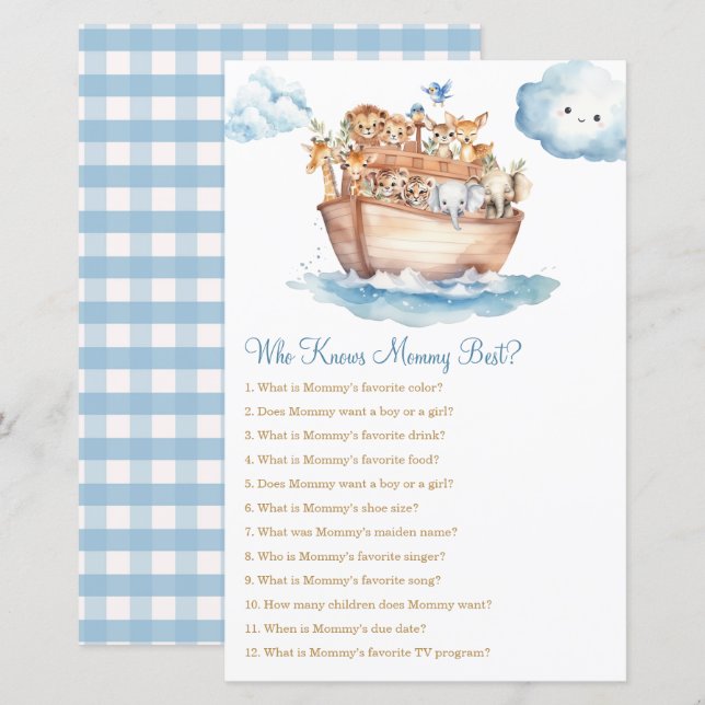 Boy Noah's Ark Baby Shower kennt Mommy Best (Vorne/Hinten)