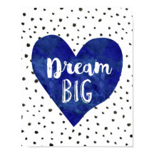 Boy Nursery Decor Watercolor Navy Blue Heart