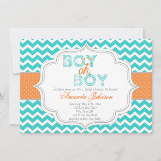 Boy Oh Boy Chic Zickzack Baby Dusche Einladung