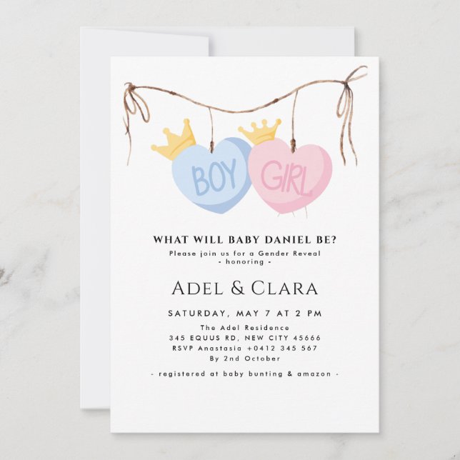 Boy or Girl Gender Reveal Invitation (Devant)