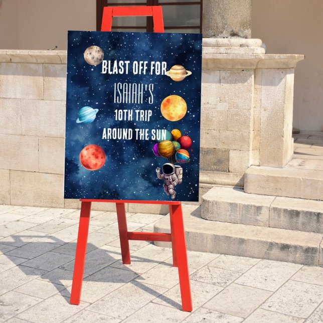 Boy Outer Space Astronaut Birthday Welcome Sign (Créateur téléchargé)