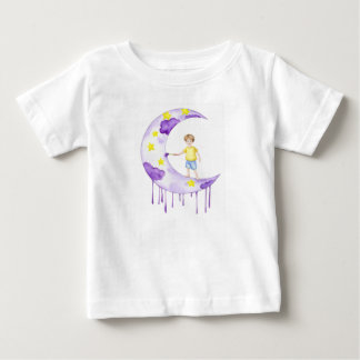 Boy Painting Crescent Moon  Baby T-shirt
