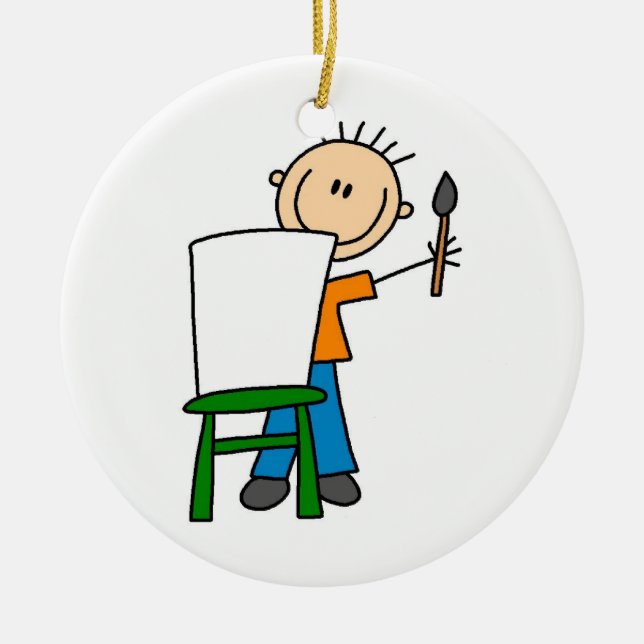 Boy Painting Keramik Ornament (Vorne)