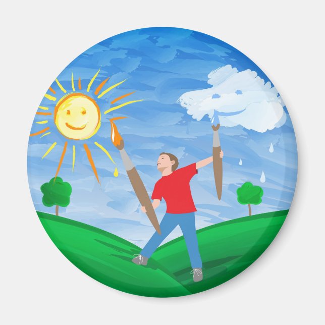 Boy Painting Skies Magnet (Vorne)