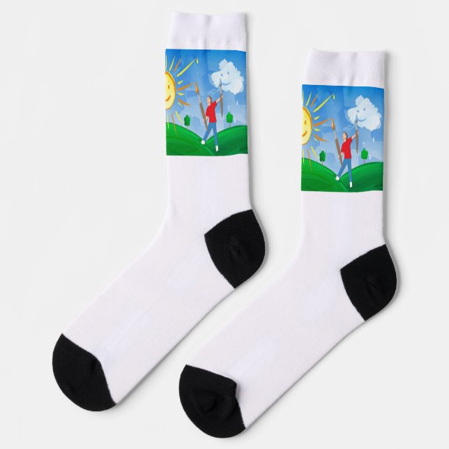 Boy Painting Skies Socken (Linkes Detail)