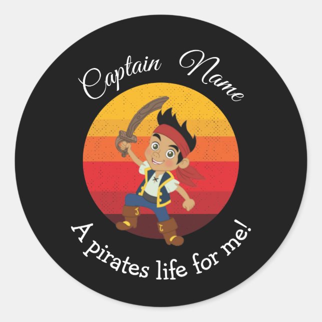 Boy Party Pirate Runder Aufkleber (Vorderseite)
