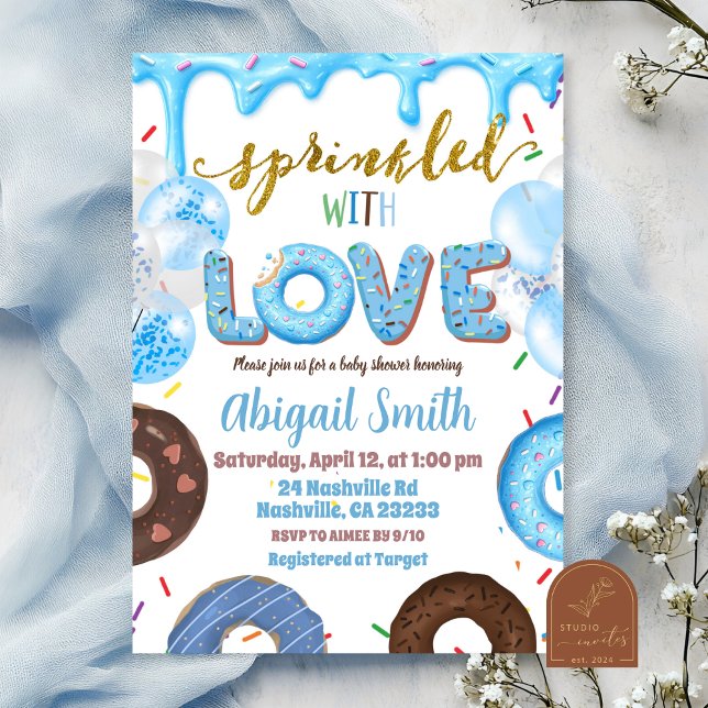 Boy Pastel Donut Sprinkled with Love Invitation Einladung (Von Creator hochgeladen)