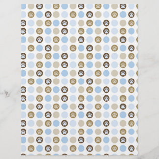 Boy Paw Print Polka Dots Scrapbook Paper
