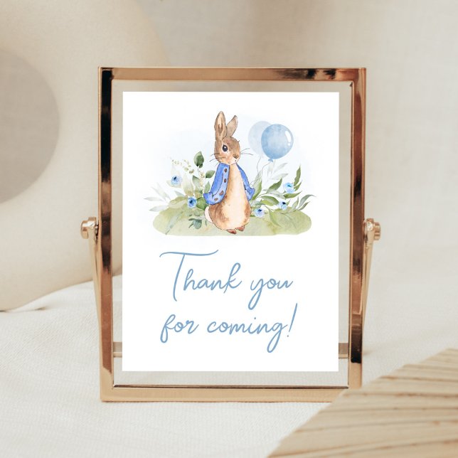 Boy Peter Rabbit Babydusche Danke, dass ihr gekomm Poster (Peter Rabbit Balloon Spring Baby Shower Thank You for Coming Sign)