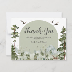 Boy Pine Tree Forest Mountain Baby Dusche Dankeskarte