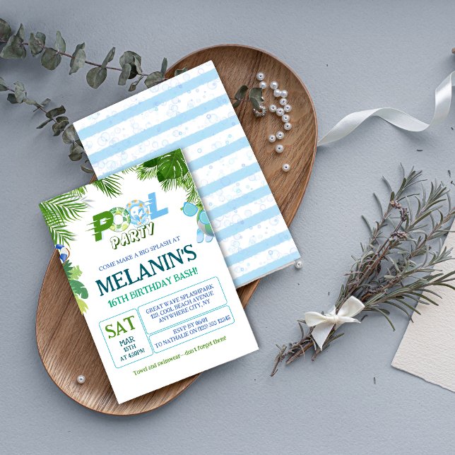 Boy Pool Party Invitation – Cool Dude Birthday Einladung (Boy Pool Party Invitation – Cool Dude Birthday)