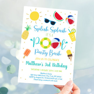 Boy Pool Party Sommer Geburtstag Einladung
