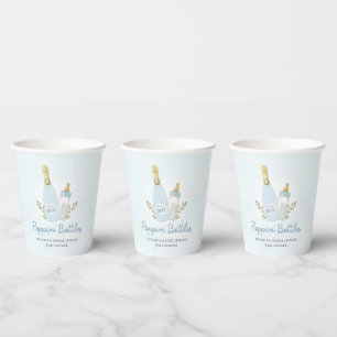Boy Poppin Bottles Baby Shower Blue Pappbecher