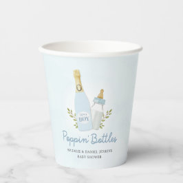 Boy Poppin Bottles Baby Shower Blue Pappbecher