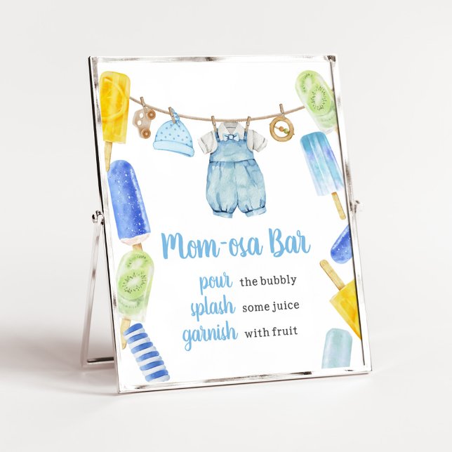 Boy Popsicle Baby Dusche Mama Osa Bar Poster (Popsicle Baby Shower Mom Osa Bar Sign)