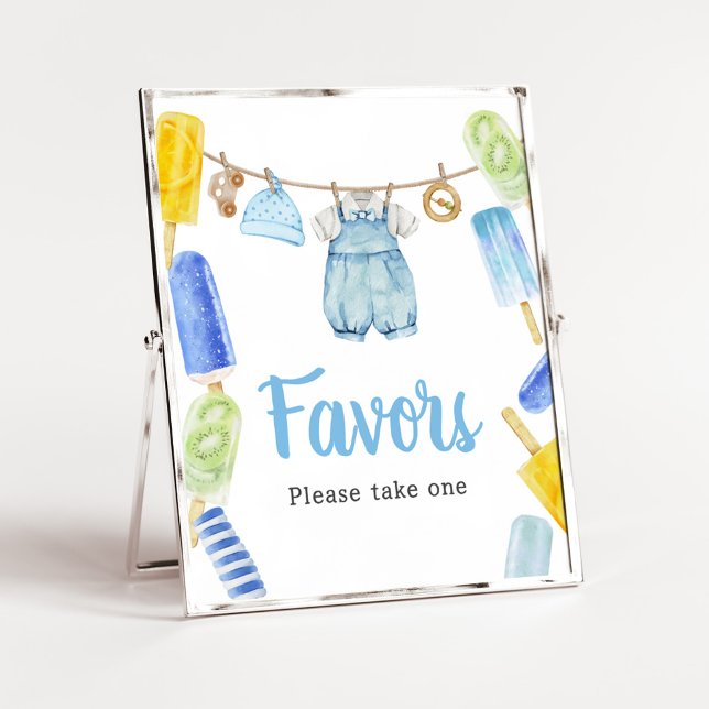 Boy Popsicle Baby Shower Favoriten Poster (Popsicle Baby Shower Favors Sign)