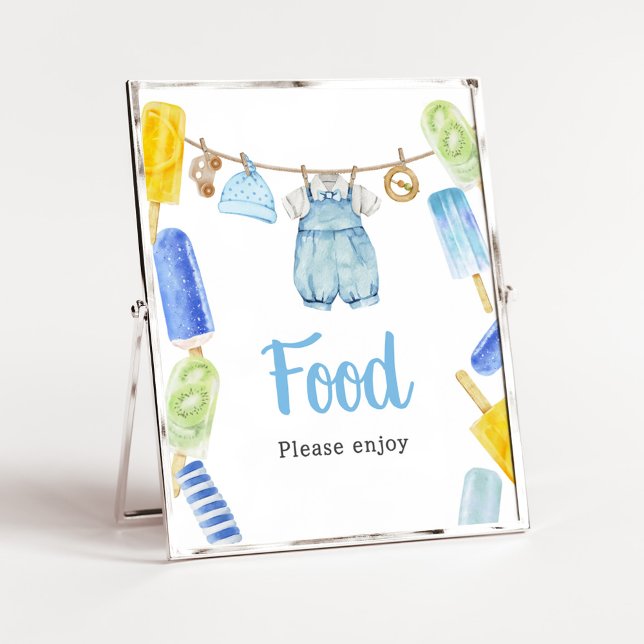Boy Popsicle Baby Showfood Poster (Popsicle Baby Shower Food Sign)