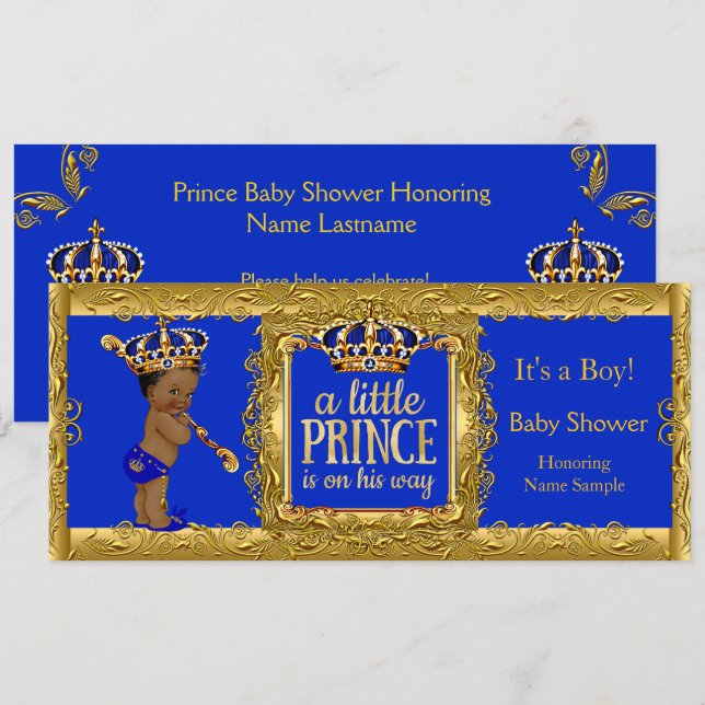 Boy Prince ist auf dem Weg zu Royal Blue Gold Ethn Einladung (Vorne/Hinten)