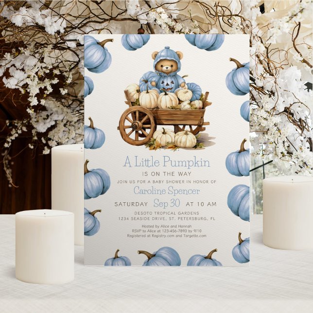 Boy Pumpkin erntet Autumn Baby Showdusche Einladung (Von Creator hochgeladen)