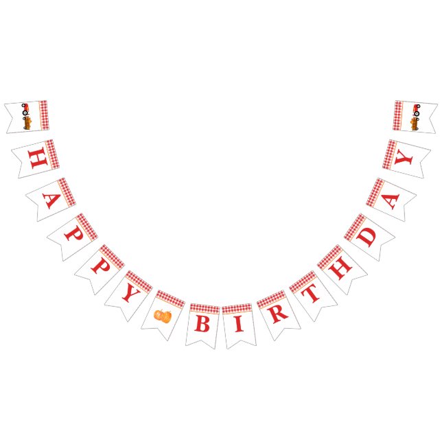 Boy Pumpkin Patch Tractor Red Birthday Banner (Alle)