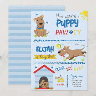 Boy Puppy Birthday Pawty Einladung