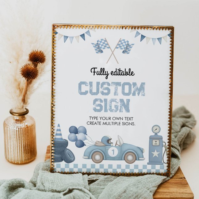 Boy Race Car Birthday Party Table Sign Poster (Von Creator hochgeladen)