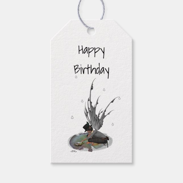Boy Rain Fairy mit Frog Geschenkmarke Geschenkanhänger (Vorderseite)
