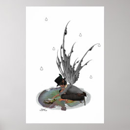 Boy Rain Fairy mit Frosch Poster