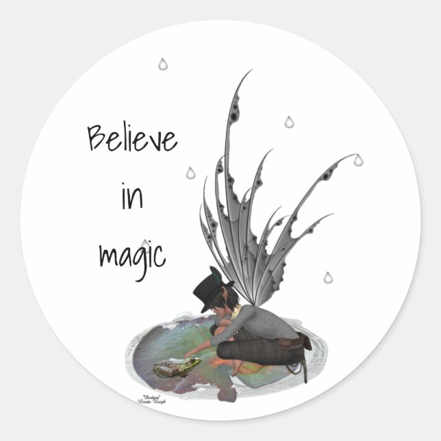 Boy Rain Fairy mit Froschklemmern Runder Aufkleber (Vorderseite)