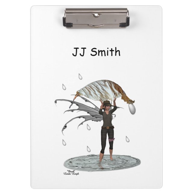 Boy Rain Fairy mit Leaf Clipboard Klemmbrett (Vorderseite)