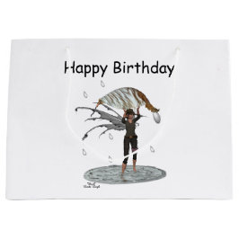 Boy Rain Fairy mit leaf Geschenktasche Große Geschenktüte