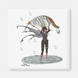 Boy Rain Fairy mit Leaf Magnet