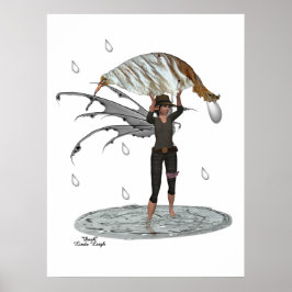Boy Rain Fairy mit Leaf Poster