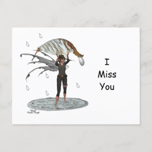 Boy Rain Fairy mit leaf Postkarte