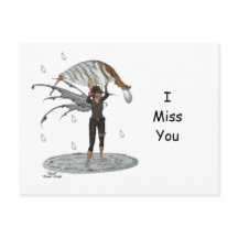 Boy Rain Fairy mit leaf Postkarte