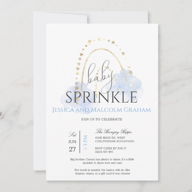 Boy Rainbow Baby Sprinkle Einladung (Vorderseite)