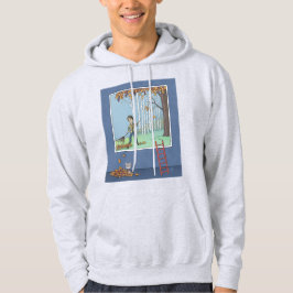 Boy raking Blätter Hoodie