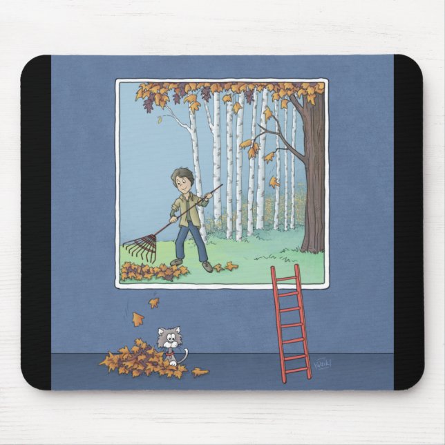 Boy raking Blätter Mauspad (Vorne)