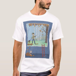 Boy raking Blätter T - Shirt