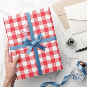 Boy Red Gingham Birthday Wrapping Paper Geschenkpapier