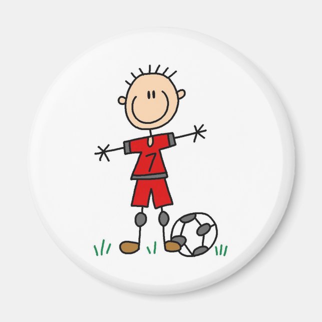 Boy Red Uniform Soccer Magnet (Vorne)