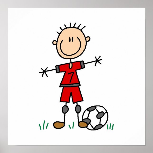 Boy Red Uniform Soccer T - Shirt und Geschenke Poster (Vorne)