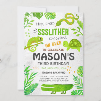 Boy Reptile Tiere Geburtstag Einladung