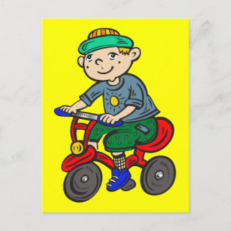 Boy Riding Tricycle Postkarte