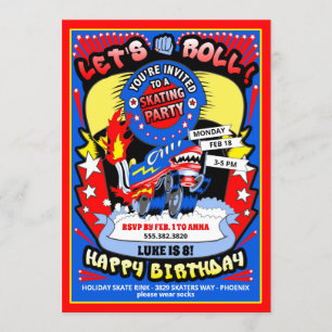 Boy Roller Patinage Anniversaire Fête Invitation