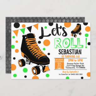 Boy Roller Skating Invitation Rollerskating Party