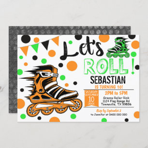 Boy Rollerblade Invitation Roller Blade Party Boy