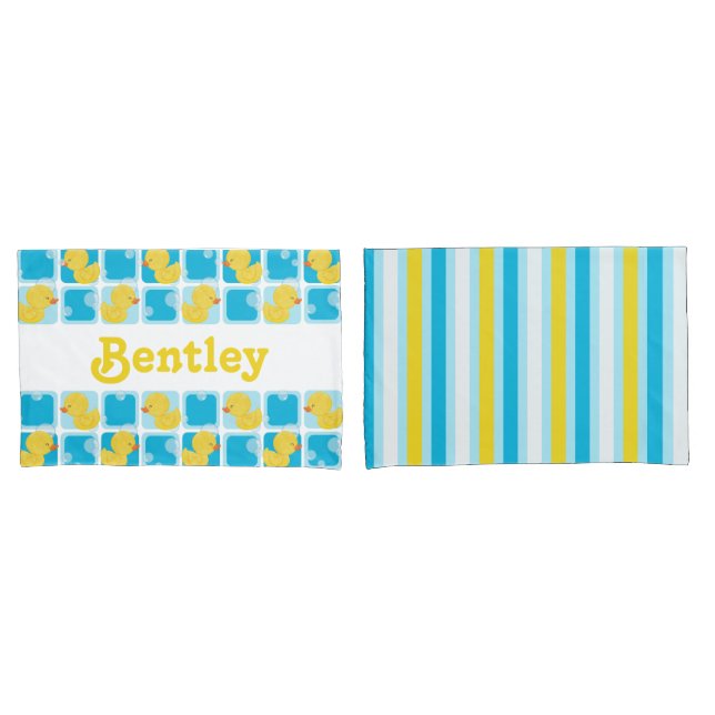 Boy Rubber Ente Personalisiert Name Pillowcase Set Kissenbezug (Vorderseite-Set)