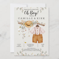 Boy Rustic Farm Pays Baby shower Invitation
