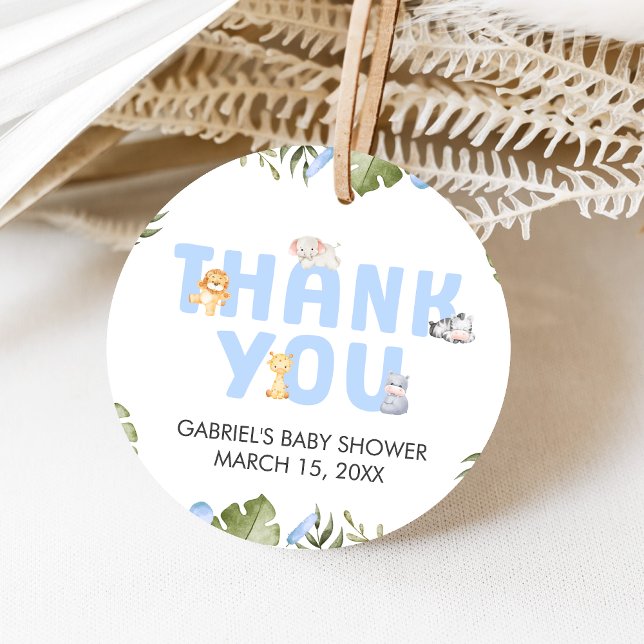 Boy Safari Animal Baby Shower  Geschenkanhänger (Safari Jungle Animals Baby Shower Favor Tags)
